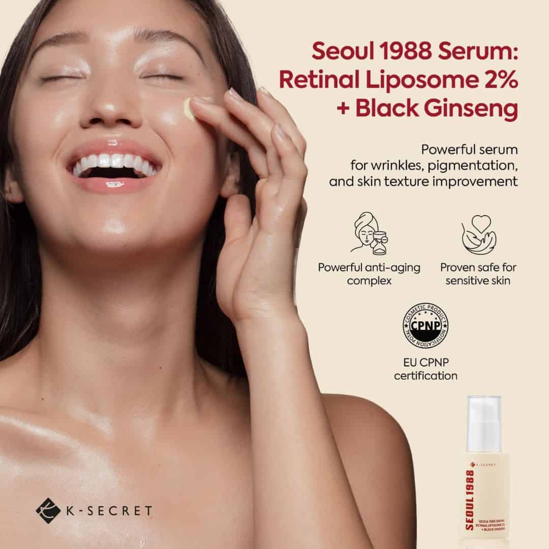 K-SECRET SEOUL 1988 Serum with Retinal Liposome 2% and Black Ginseng for Radiant Skin
