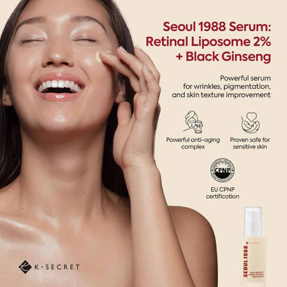 K-SECRET SEOUL 1988 Serum with Retinal Liposome 2% and Black Ginseng for Radiant Skin