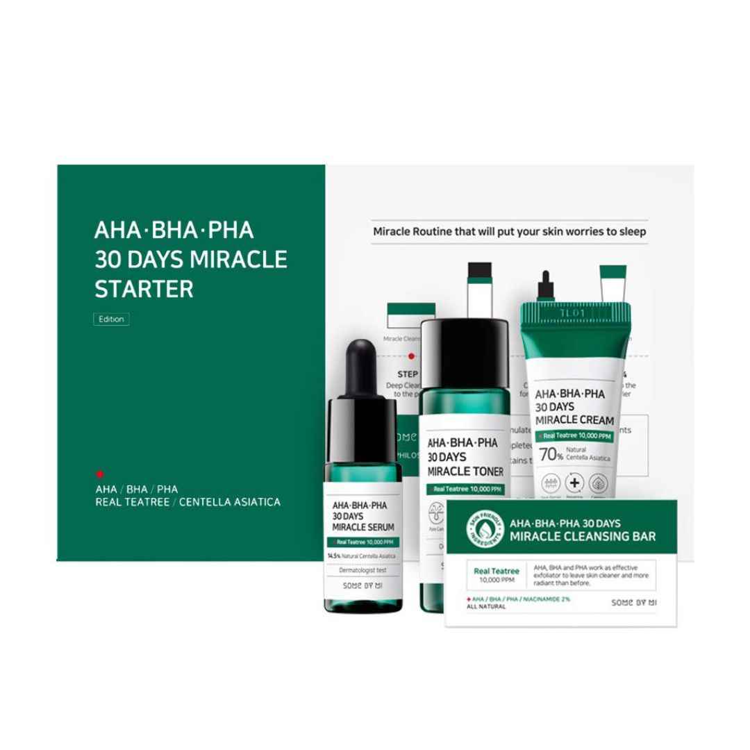 Some By Mi Miracle Starter Kit for Radiant Skin: AHA-BHA-PHA 30 Days Solution