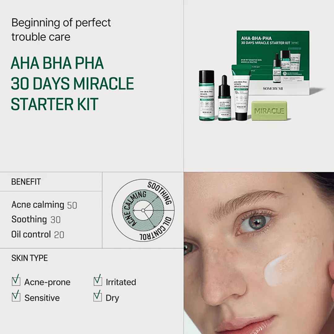 Some By Mi Miracle Starter Kit for Radiant Skin: AHA-BHA-PHA 30 Days Solution